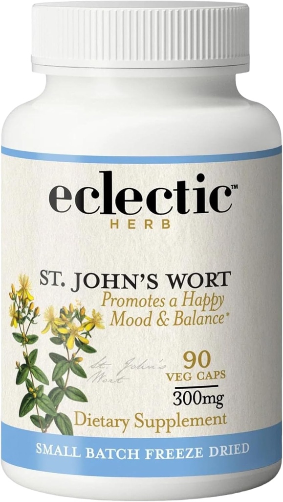 Eclectic Institute Raw Fresh Freeze-Dried Non-GMO St. John's Wort | Herbal Health Supplement, Promotes a Positive Mood | 90 CT