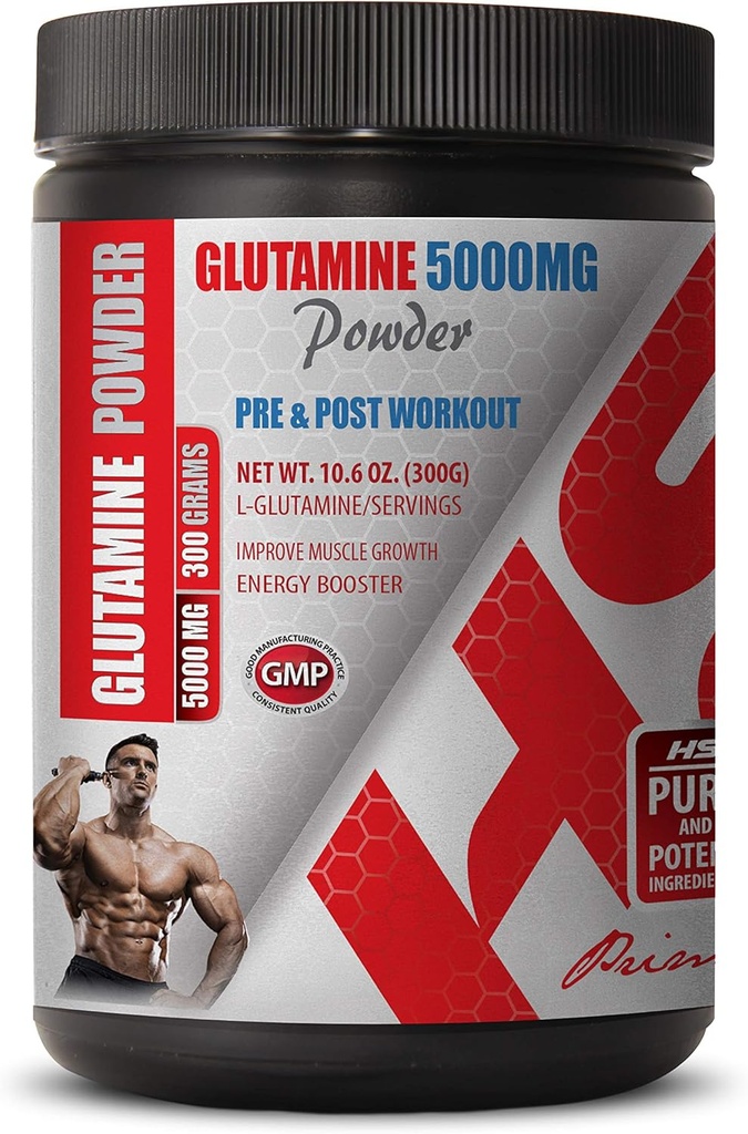 Post Workout Muscle Builder - PRE & Post Workout - GLUTAMINE Powder 5000MG - l-glutamine bulksupplements - 1 Can 300 Grams