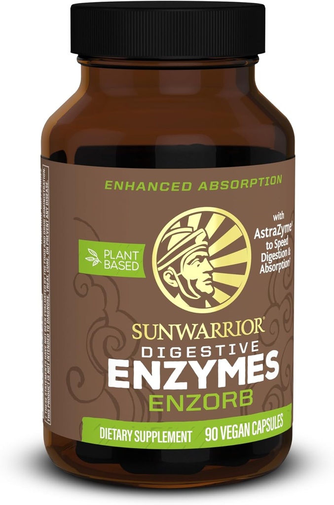 Sunwarrior Digestive Enzymes Probiotic | Plant Based & Vegan with Spore Based Probiotic Essential Supplements to Support Optimal Health for Men & Women Digestive Enzyme Supplements | Enzorb