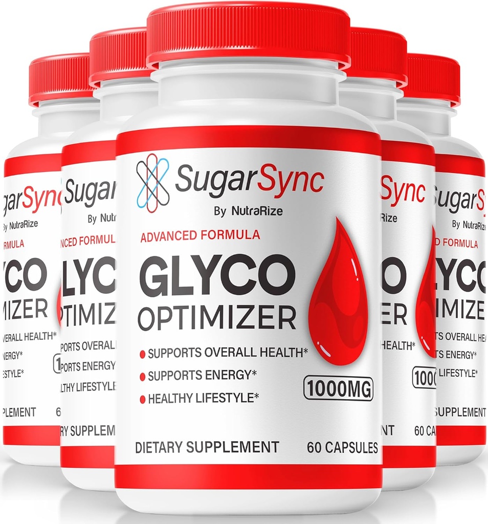 NutraRize (5 Pack) Sugar Sync Glyco Optimizer Capsules, Official SugarSync Glyco Optimiser, Sugar Sync Joint Optimizer, Sugar Sync Gluco Cleanse Detox Formula, SugarSync Glycol Reviews (300 Capsules)