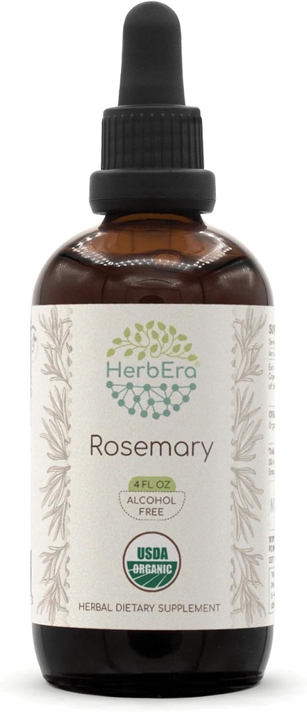HerbEra Rosemary B120 USDA Organic Tincture | Alcohol-Free Extract, High-Potency Herbal Drops | Certified Organic Rosemary (Rosmarinus Officinalis) Dried Leaf (4 oz)