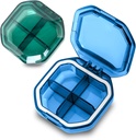 Daily Pill Organizer, 2 Pack 4 Compartments Small Pill Box Portable Pill Case, Travel Pill Organizer for Purse Pocket to Hold Vitamins, Cod Liver Oil, Supplements and Medication (Blue+Green)