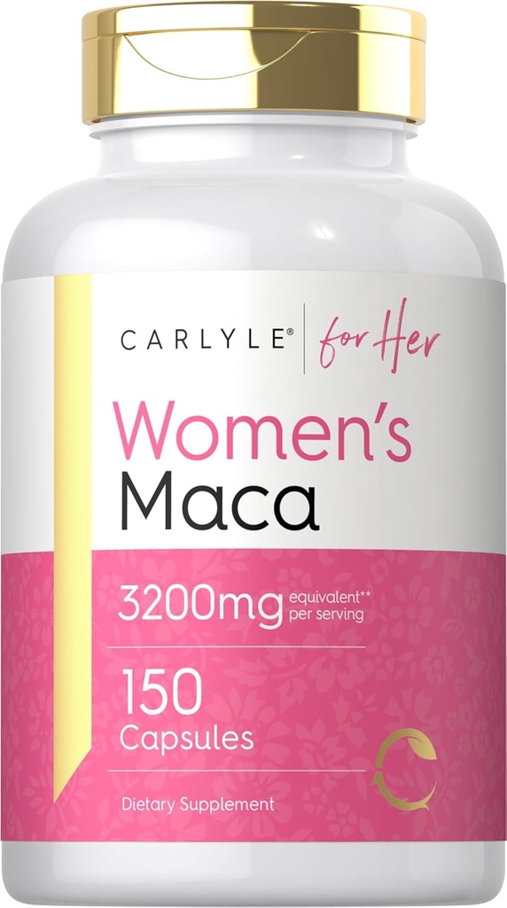 Carlyle Maca Root Capsules for Women 3200mg | 150 Count | Non-GMO, Gluten Free Supplement | for Her