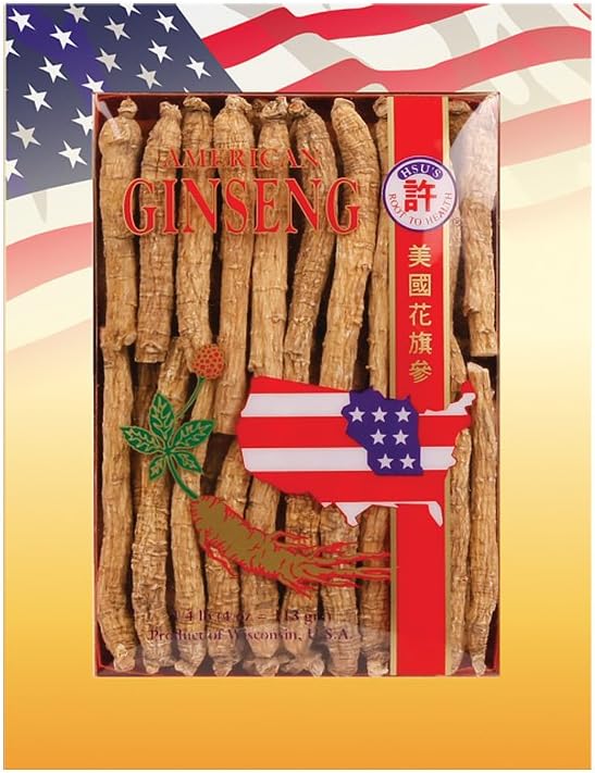 Hsu's Ginseng SKU 105-4 | Long Small #2 | Cultivated American Ginseng from Marathon County, Wisconsin USA | 许氏花旗参 | 4oz Box, 西洋参, B0009NG68S