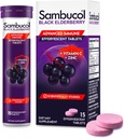 Sambucol Black Elderberry Effervescent Tablets - Elderberry with Zinc and Vitamin C for Adults, Elderberry Dissolving Tablets, Berries - 15 Count