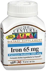 21st Century Iron 65 mg with Ferrous Sulfate 325 mg - 100 Tablets, Pack of 4