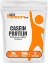 BulkSupplements.com Casein Protein Powder - Micellar Casein Powder, Slow Digesting Protein - Unflavored & Gluten Free, 30g per Serving, 250g (8.8 oz) (Pack of 1)