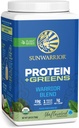 Sunwarrior Warrior Blend Protein Greens Powder Drink Mix | BCAA Plant Based Organic Hemp Seed Vegan Gluten Free Non-GMO Low Carb Protein Powder | Unflavored 750 G 30 SRV