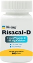 Rising Health - Risacal-D - Vitamin D3 & Calcium Supplement - 100 Tablets