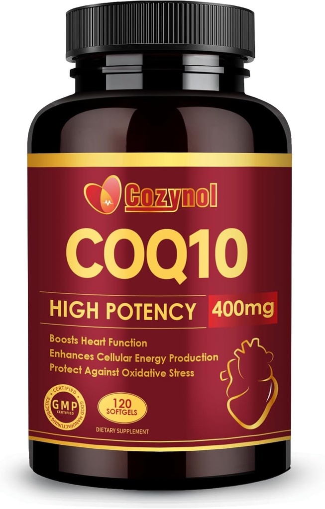 CoQ10 400mg Softgels with Omega 3 & PQQ, Powerful Antioxidant for Heart Health & Energy Production, 120 Count