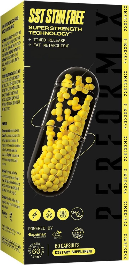PERFORMIX SST Stim Free Super Strength Technology - Non-Stimulant, Timed-Released Energy Booster - L-Carnitine & Ashwagandha - Pre Workout Supplement, Fitness Goals for Men & Women - 60 Capsules