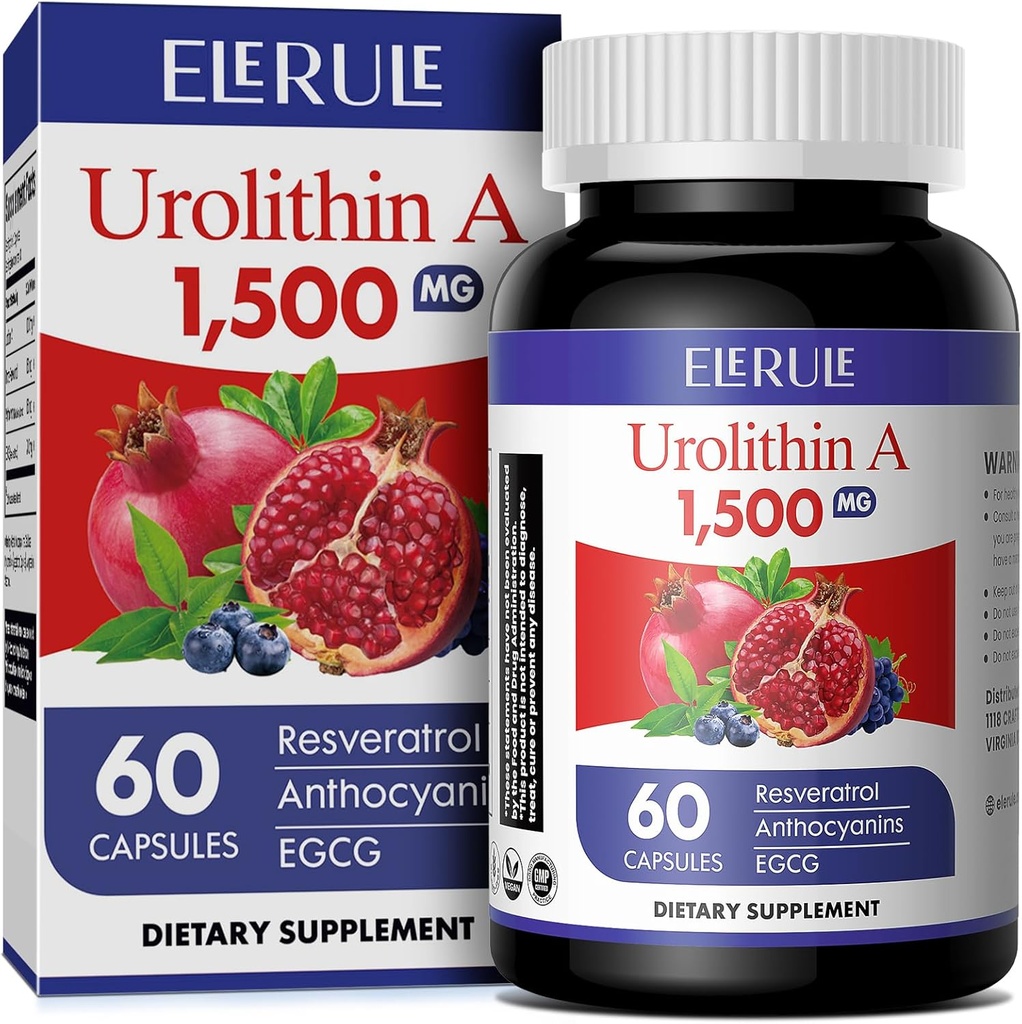 Urolithin A Supplement 1000 mg Plus Trans-Resveratrol, Anthocyanins, Green Tea,Promoting Healthy Aging,Supports Cellular and Energy for Men & Women, 60 Capsules-38
