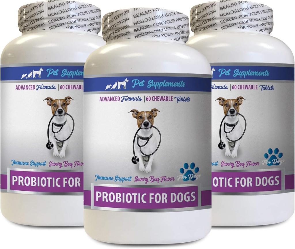 Well and Good Dog Diarrhea - PROBIOTICS for Dogs - Healthy Gut - Stop Gas Diarrhea and Bad Breath - Digestive Boost - Dog probiotics Diarrhea - 3 Bottles (180 Treats)