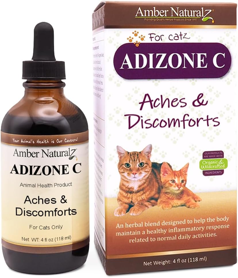 Amber NaturalZ Adizone C Herbal Supplement for Cats | Supports Healthy Inflammatory Response, Occasional Discomfort, and Normal Joint Function | Natural Aid for Active and Aging Felines