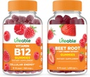 Lifeable Vitamin B12 + Beet Root, Gummies Bundle - Great Tasting, Vitamin Supplement, Gluten Free, GMO Free, Chewable