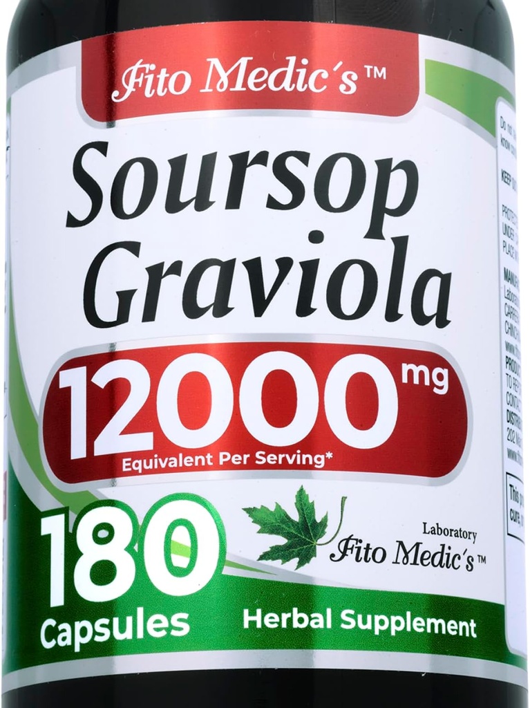 FITO MEDIC'S Lab | Soursop |180 Capsules |12000 mg| graviola |Concentrate Extract |Ultra high Absorption.