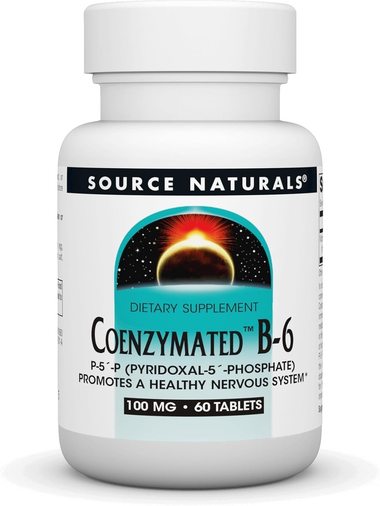 Source Naturals Coenzymated B-6,P-5´-P (PYRIDOXAL-5´-Phosphate) Promotes a Healthy Nervous Sytem* - 100 mg 60 Tablets