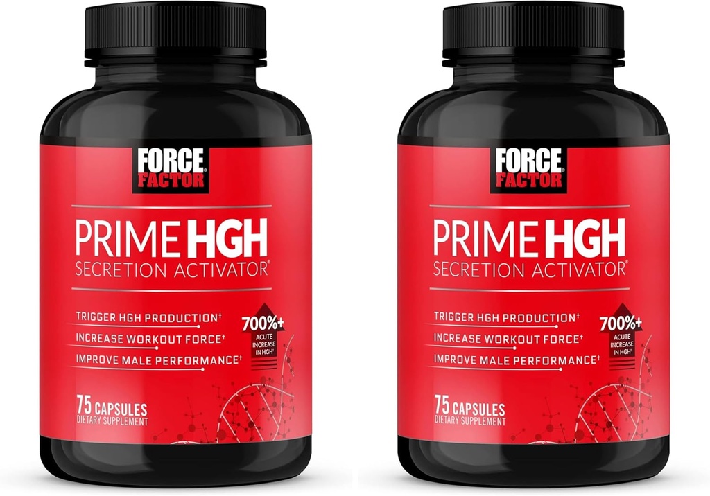 Force Factor Prime HGH Secretion Activator, HGH Supplement for Men with Clinically Studied AlphaSize to Help Trigger HGH Production, Increase Workout Force, and Improve Performance, 75 Capsules
