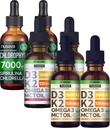 NUSAVA Strawberry Flavored D3 K2 Drops, Vanilla Flavored D3 K2 Drops, & Chlorophyll Liquid Drops Bundle - Potent Liquid Vitamins for Heart, Joint, Energy, & Immune Support - Non-GMO, Gluten-Free, 2pk