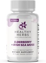 Healthy Herbs Wildcrafted Elderberry Sea Moss Capsules | 2600mg Irish Sea Moss + Elderberry Essentials Blend | US-Made, Vegan, Non-GMO, Easy-Swallow (60 Capsules)