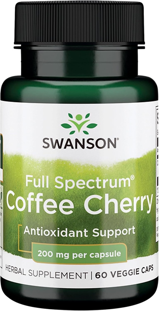 Swanson Full-Spectrum Coffee Cherry - Herbal Supplement Promoting Immune System Support & Delivering Essential Phytonutrients - Natural Overall Wellness Support - (60 Veggie Capsules, 200mg Each)