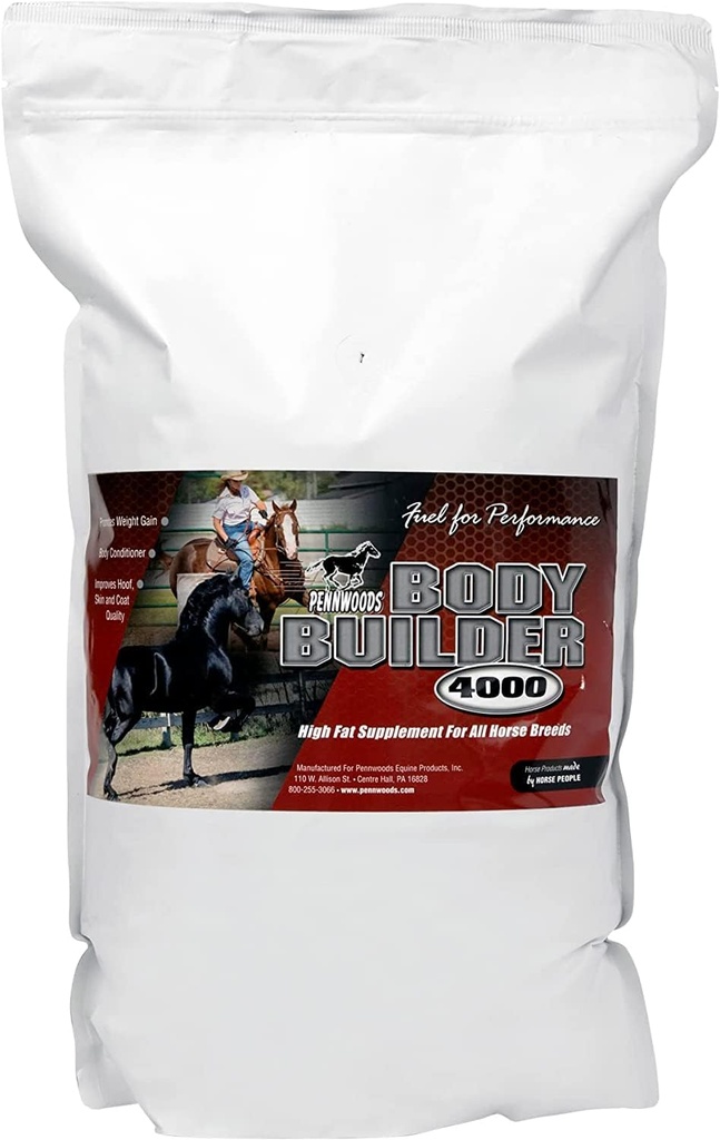 Pennwoods Body Builder 4000, Horse Weight Gain Supplement, High Fat and Energy Horse Weight Builder with Body Conditioning Horse Vitamins, Improves Hoof Quality - 12lb Bag