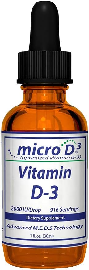 Nutrasal Micro D3 Vitamin D-3 Drops - High Concentrate (2 Million IU's) Vitamin D3 with Nano Technology and Up to 10X More Absorption -1 oz (30 ml)