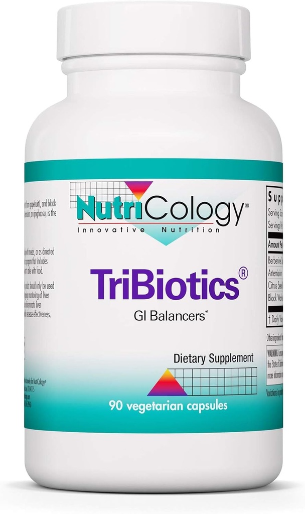 Nutricology Tribiotics - GI Balancers, Gut Health, Berberine Sulfate, Citrus Seed Extract, Black Walnut Hulls, Vegetarian Capsules - 90 Count
