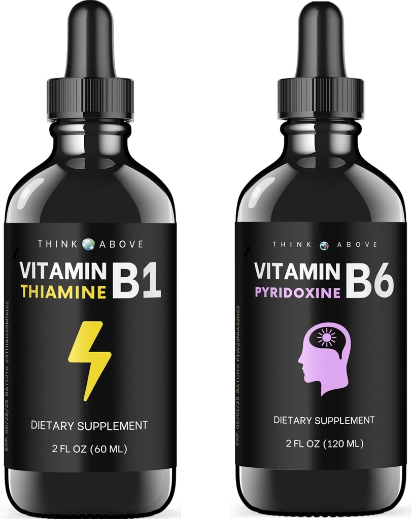 Vitamin B6 and Vitamin B1 Bundle - 2 oz Each - Liquid Drops