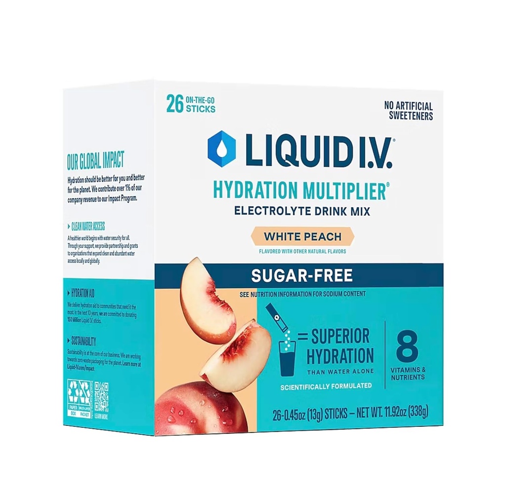 Liquid I.V. Sugarfree Hydration Multiplier White Peach - 26 Sticks (1)