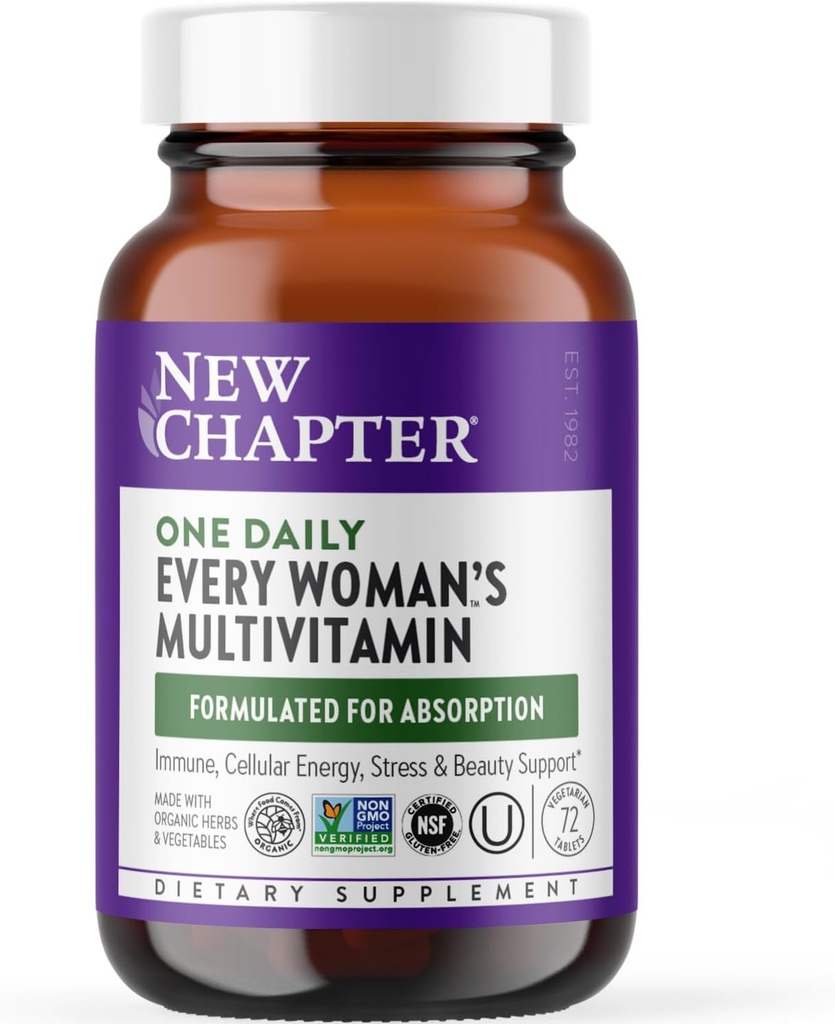 New Chapter Women's Multivitamin for Immune, Beauty + Energy Support with 20+ Nutrients -- Every Woman's One Daily, Gentle on the Stomach, 72 Count