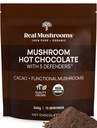Real Mushrooms Organic Hot Chocolate Mix with Reishi, Turkey Tail, Chaga, Shiitake, Maitake – Cacao Powder Organic Mushroom– 5 Defenders Mushroom Cacao Powder, Vegan, Gluten-Free, 15 Servings
