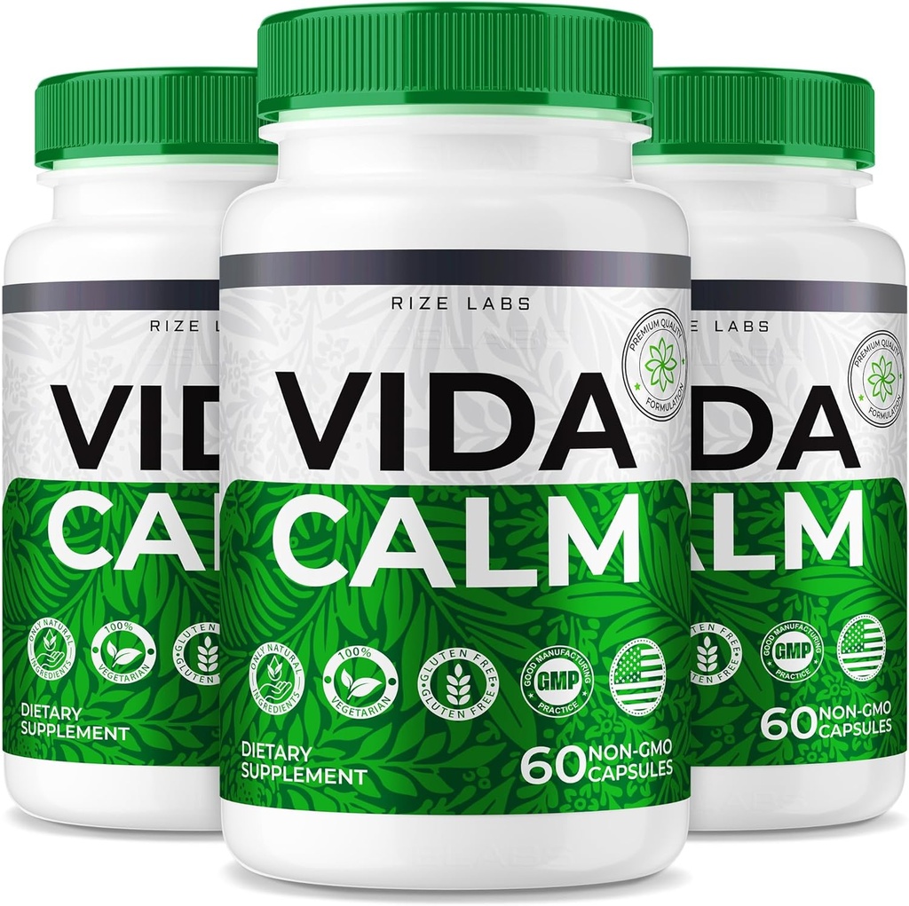 rize labs - Vida Calm Advanced Formula Capsules, Provides Maximum Strength, for Stress, Calming, Relaxation, Supplement (180 Capsules)