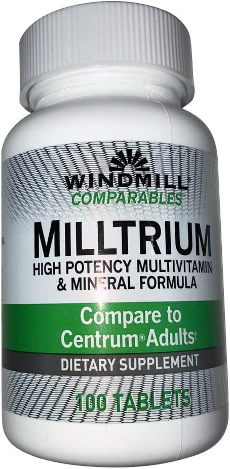 Windmill Comparables Milltrium High Potency Multivitamin and Mineral Tablets 100 Ea (Pack of 2)