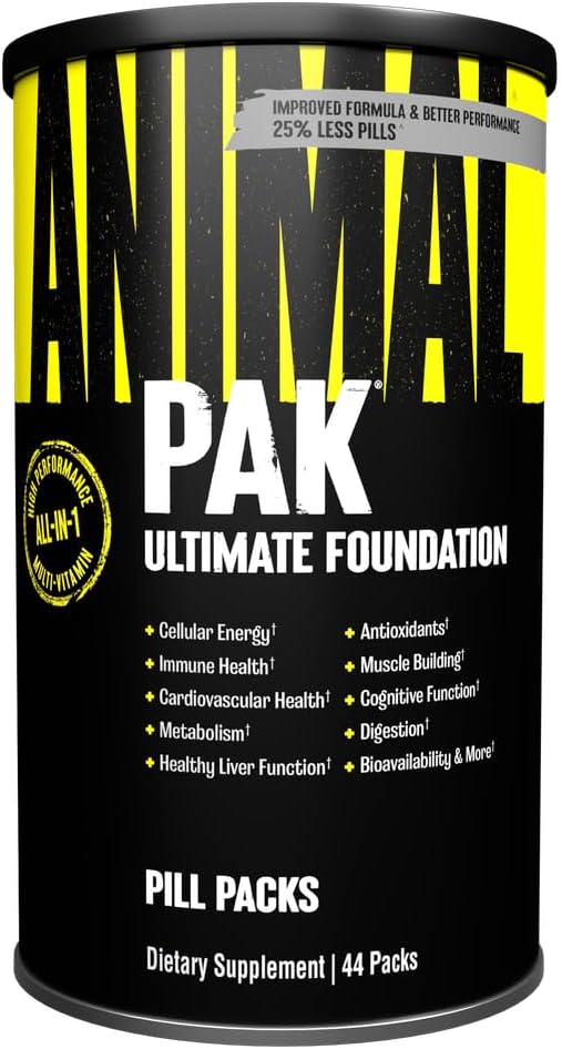 Animal Pak - Convenient Multivitamin for Men & Women Daily All-in-One Vitamin & Supplement Pack - Zinc, Vitamins C, B, D, Amino Acids, and Immune Support - Sports Nutrition Performance - 44 Count