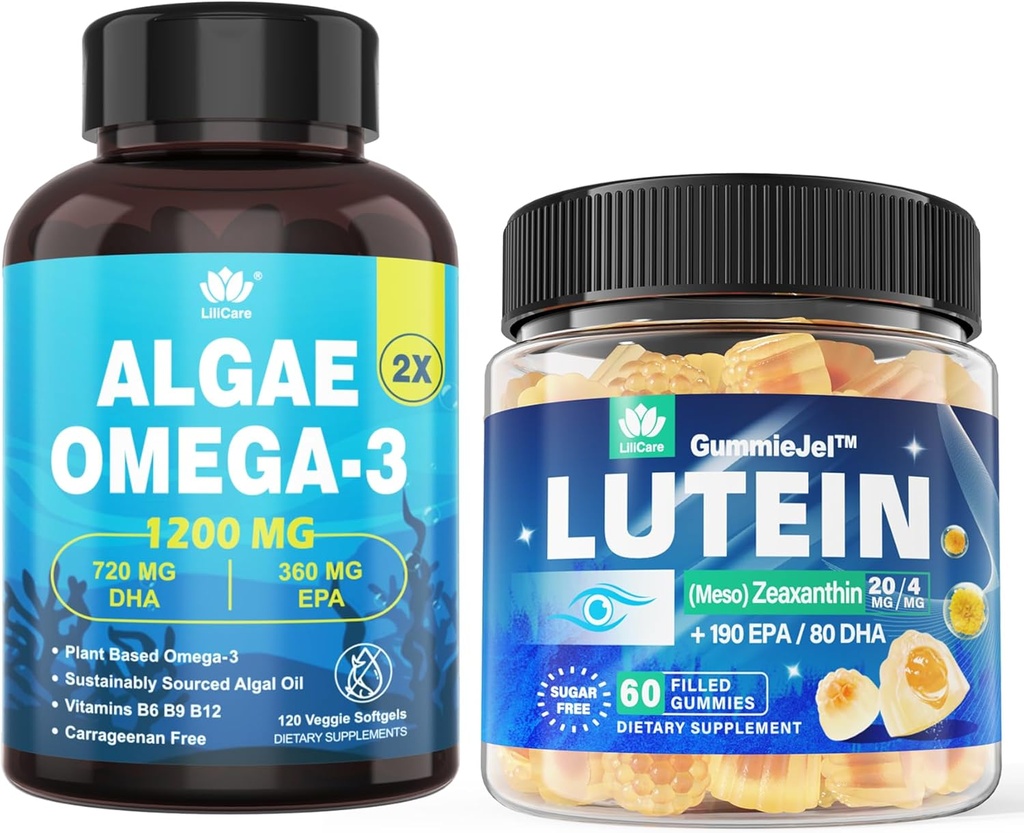 Sugar Free Lutein 20mg 40mg +Vegan Omega 3 DHA EPA