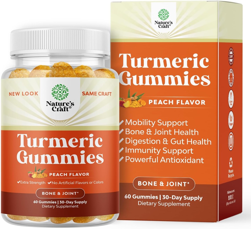 Turmeric Curcumin Immune Support Gummies - Immune Booster Turmeric Gummies for Joint Support and Advanced Skin Care - with Black Pepper Joint Supplement Gummy Vitamins with Curcumin Powder