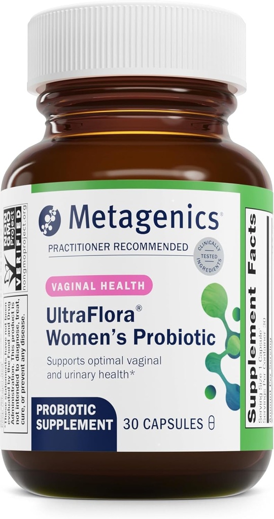 Metagenics UltraFlora Women’s Probiotic – Shelf-Stable Supplement for Vaginal Health, Yeast Balance & Urinary Comfort – with Lactobacillus GR-1 & RC-14 – Non-GMO – 30 Capsules*