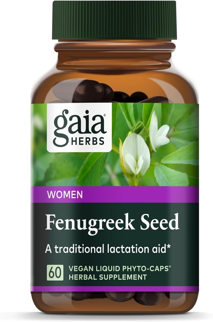 Gaia Herbs Fenugreek Seed - Helps Support Healthy Lactation and Breast Milk Production* - Made with Organic Fenugreek Seeds - 60 Vegan Liquid Phyto-Capsules (Up to 15-Day Supply)