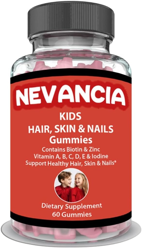 Kids Hair, Skin & Nails Gummies Contain Biotin, B Vitamins, Vitamin C, Zinc, 60 Delicious Gummies, Help Strengthen Nails, Grow Healthier Hair, give Kids Skin a Natural Glow