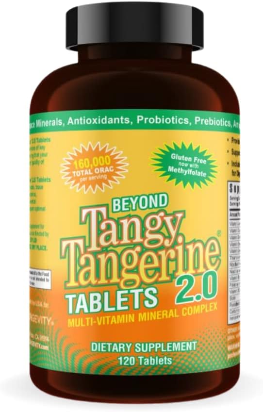 Youngevity Beyond Tangy Tangerine 2.0 Multi-Vitamin & Mineral Complex - Made with Natural & Whole Foods | 160,000 ORAC | 120 Tablets | 1 Bottle