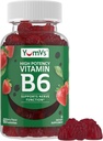 YUM-V'S Vitamin B6 Gummies - High Potency Vitamin B6 100mg - Strawberry Flavor B6 Vitamins Gummies - Nerve & Immune Function, Non GMO Kosher, 60 Count