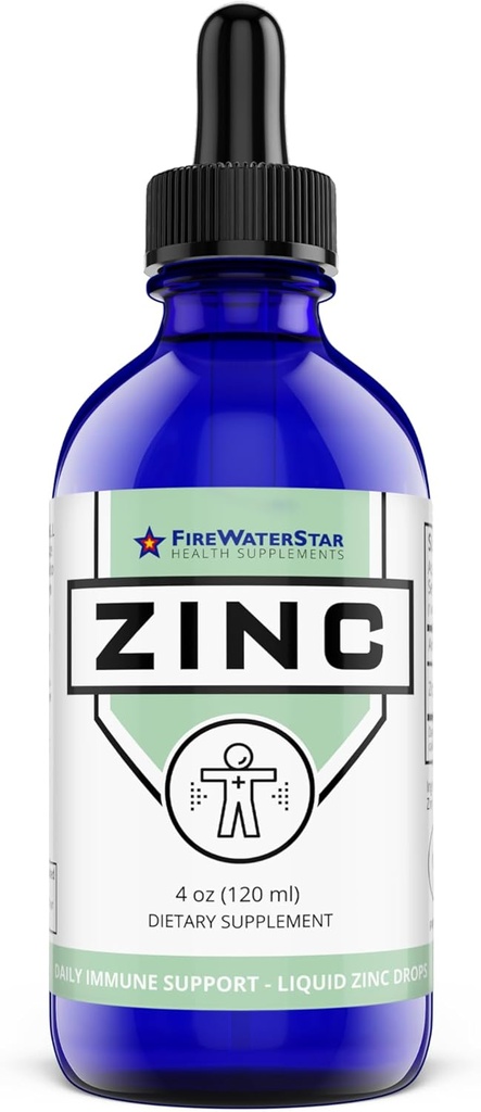 FWS Liquid Zinc Supplement for Men Women Kids, Organic Non-GMO Vegan, Ionic Zinc Sulfate Drops, Immune System Boost Healthy Skin Support Overall Wellness, 60 Day Supply, 4 oz