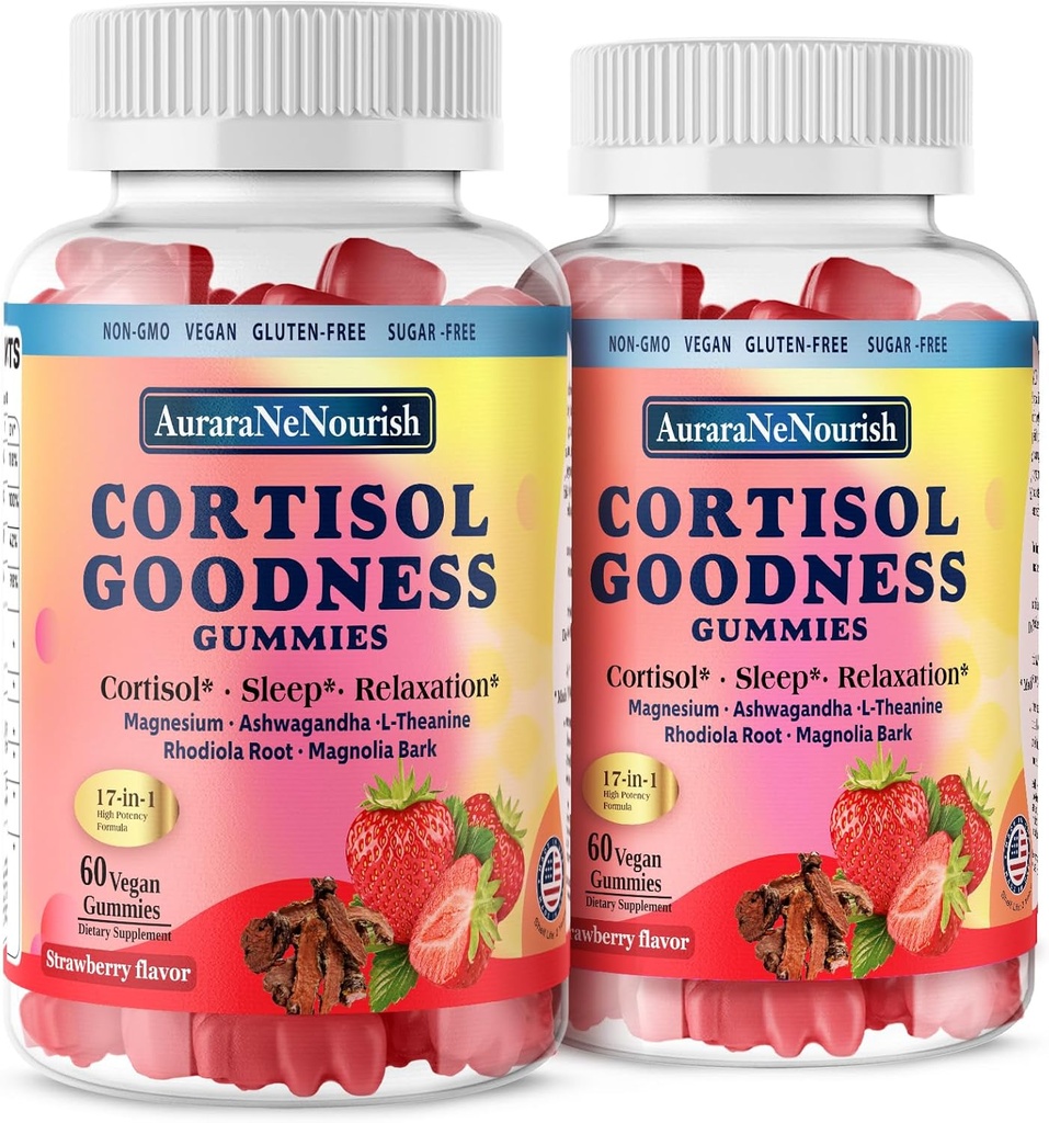2 Packs Cortisol Supplements for Hormone Harmony, 17-in-1 Cortisol Gummies for Women & Men Cortisol Reducer with Ashwagandha, Rhodiola Rosea, Holy Basil, Valerian for Stress Relief & Cortisol Balance