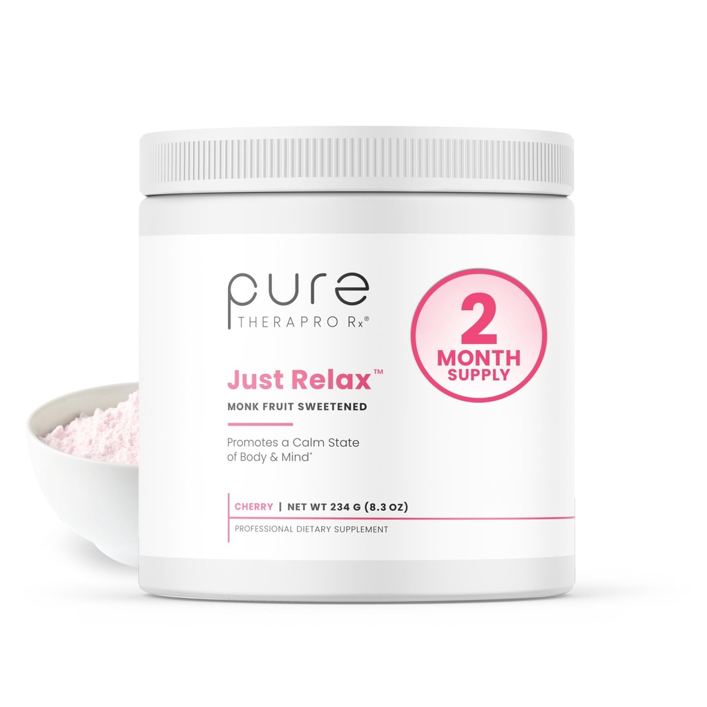 Pure Therapro Rx Just Relax Cherry - 60 Servings | Supports Relaxed Mood & Healthy Blood Pressure | Myo-inositol, Di-Magnesium Malate, GABA, Taurine, & L-Theanine