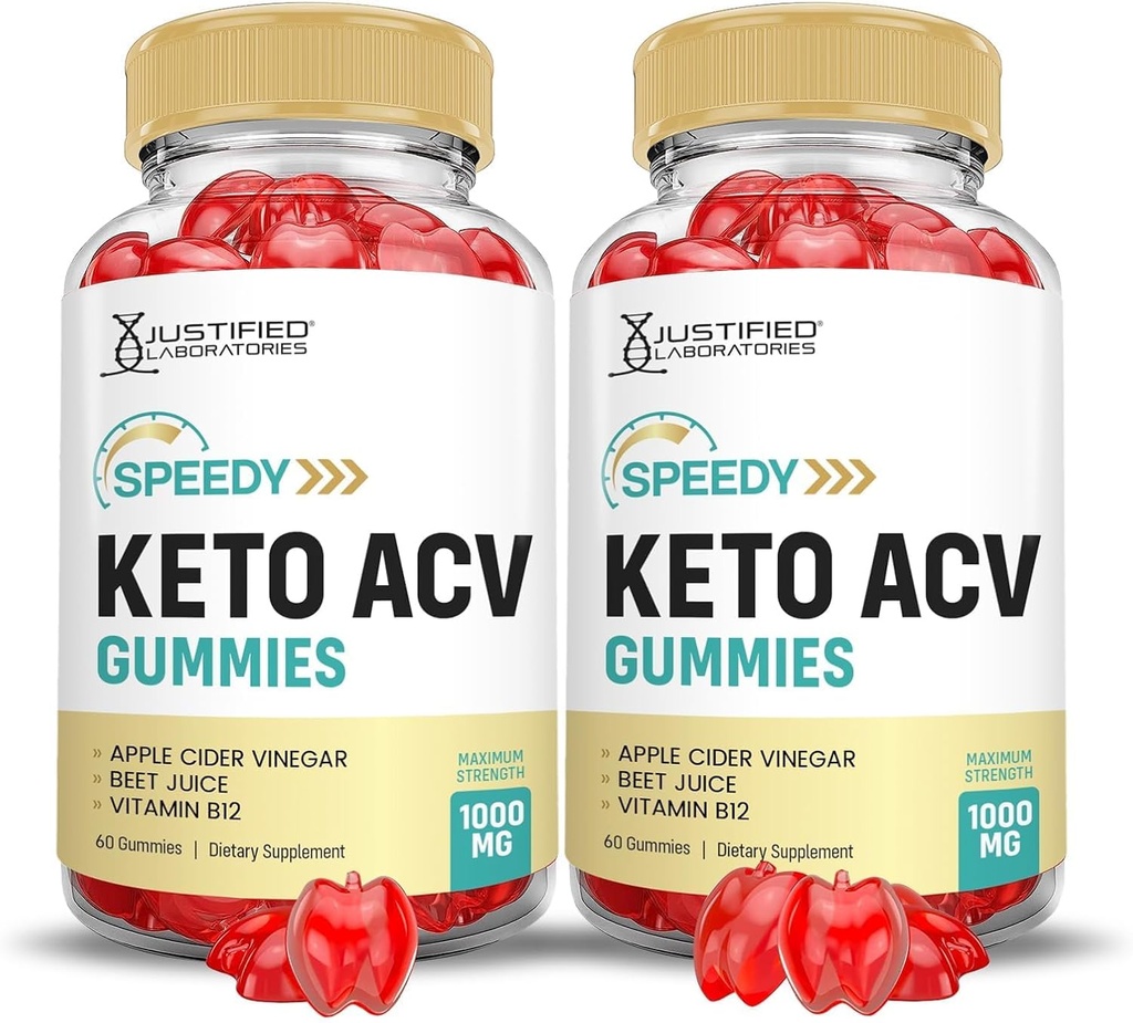 Justified Laboratories (2 Pack Speedy Keto ACV Gummies Advanced Formula 1000MG Speedy Keto Gummies Apple Cider Vinegar Formulated with Pomegranate Beet Juice Powder B12 Vegan Non GMO 120 Gummys