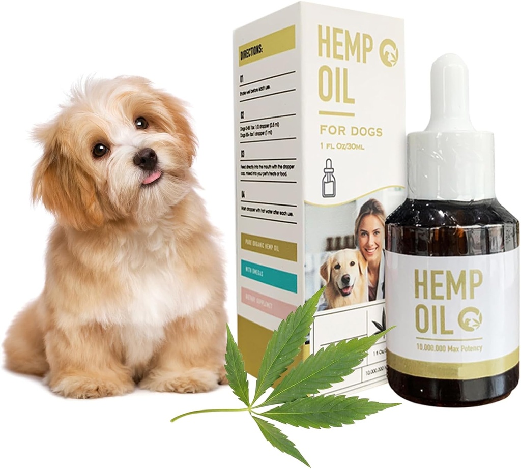 Hеmp Oil for Dogs - Pets Hemp Calming Drops for Anxiety Sleep Pain Inflammation Arthritis Allergies - Supports Skin Itchy, Joint & Hip Health - Herbal Supplements- Non-GMO
