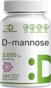 DEAL SUPPLEMENT D Mannose 500mg Capsules (2,000mg Per Serving), 240 Veggie Pills – Fast Acting Water-Soluble Form – Extra Strength Urinary Tract (UTI) Health Support – Non-GMO, Vegan Friendly