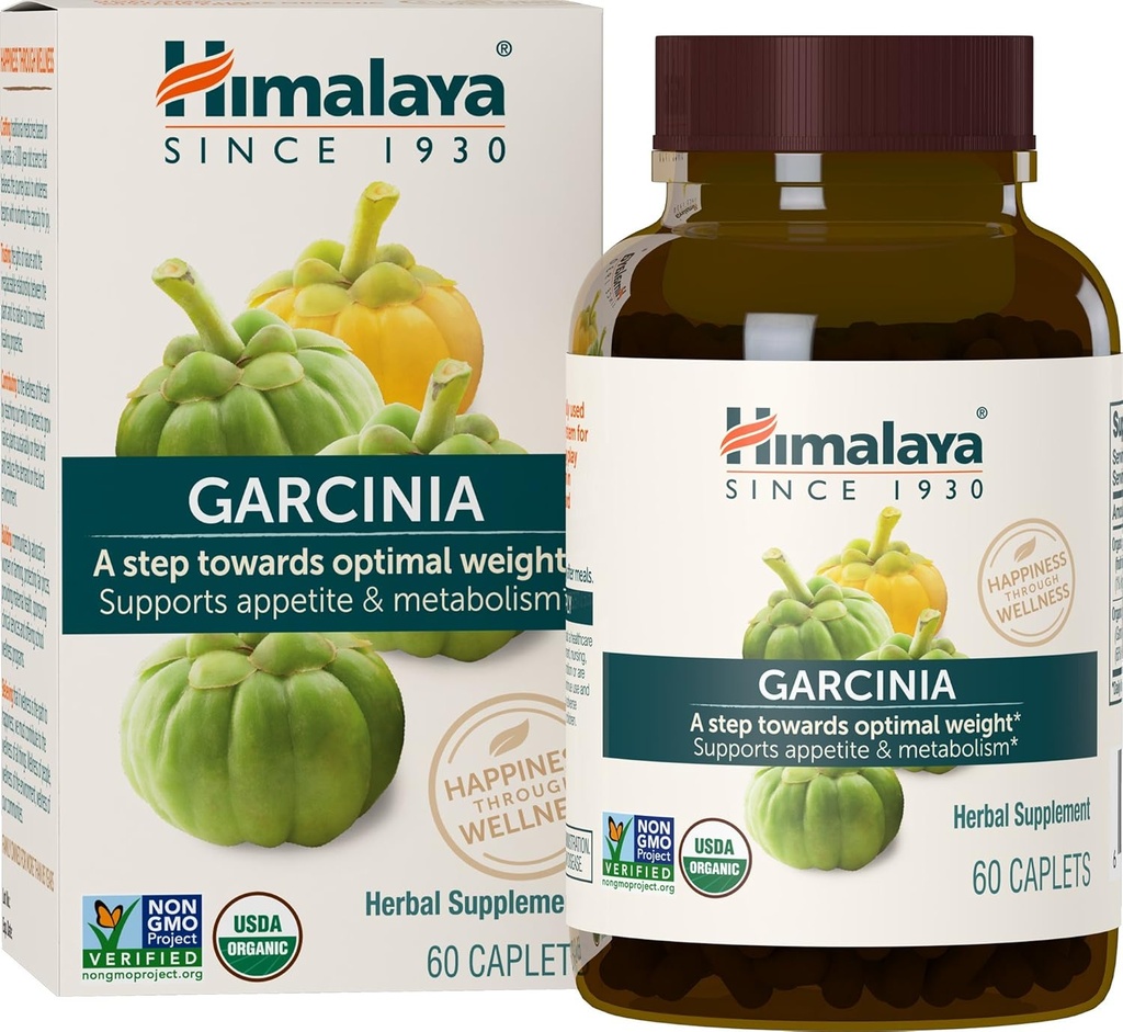 Himalaya Organic Garcinia Cambogia - Herbal Supplement Supporting Weight, Appetite Control, and Lipid Metabolism - Vegan, Non-GMO, Gluten Free, 600 mg, 60 Caplets