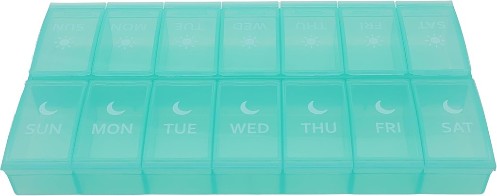 7 Day Weekly Pill AM PM Organizer, ShysTech Large Pill Case Pill Box 2 Time A Day for Pills/Medication/Supplements/Vitamin (Green)
